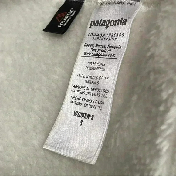 Patagonia Womens Small Re-Tool Snap-T Fleece Pullover Sweater White Cream Beige - Picture 7 of 9